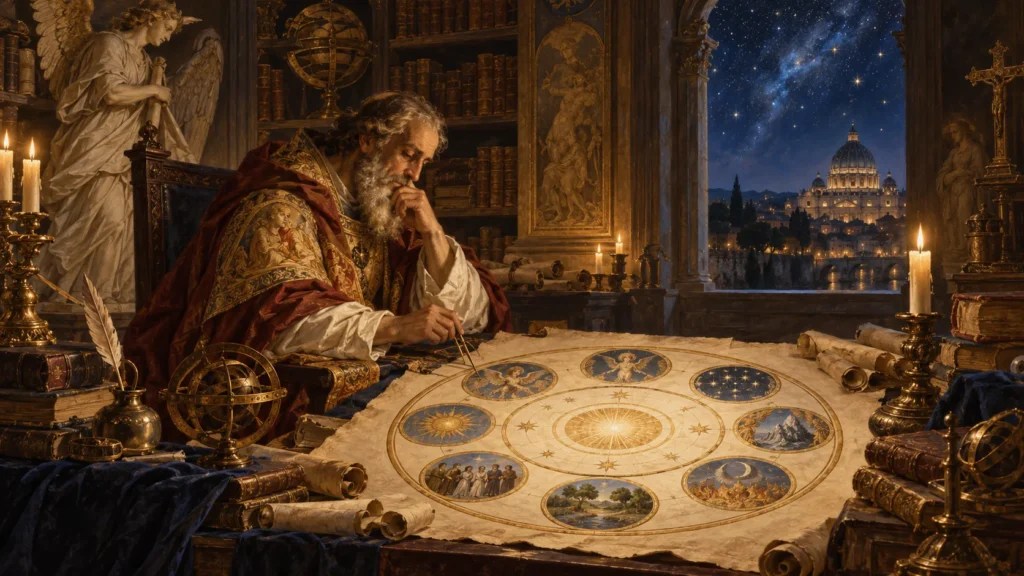 Coleção “Anjos”: Hierarquia Celeste e os 9 Coros Angelicais 3 Pseudo-Dionísio Areopagita estudando a hierarquia celeste e os nove coros angelicais