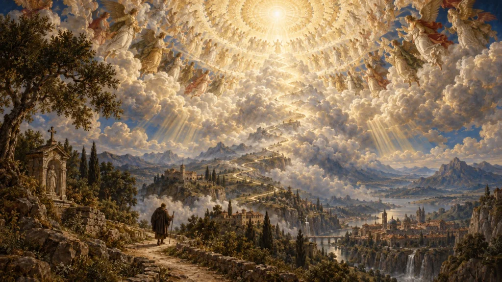 Coleção “Anjos”: Hierarquia Celeste e os 9 Coros Angelicais 17 Caminho entre a humanidade e o infinito simbolizando a hierarquia celeste
