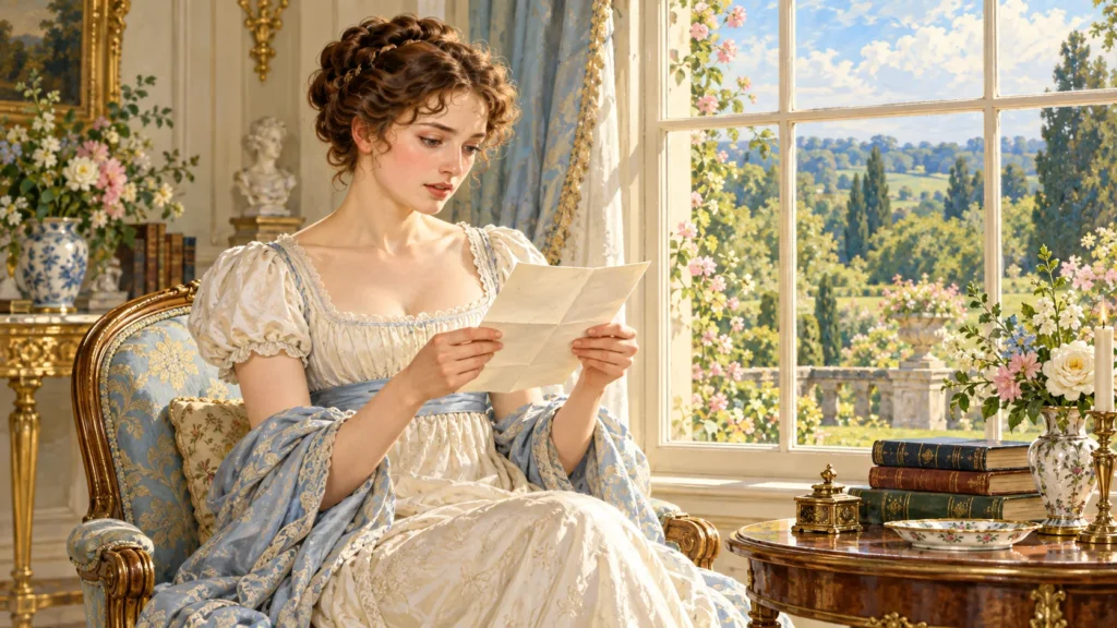 Livro "Orgulho e Preconceito": O Que Jane Austen Nos Ensina Sobre Amor e Julgamentos 7 Elizabeth Bennet lendo a carta de Darcy e reconhecendo seus erros